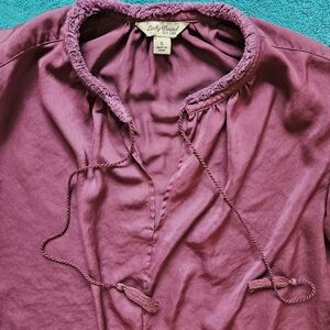 Lucky Brand Purple 3/4 Sleeve Blouse with Tie Front